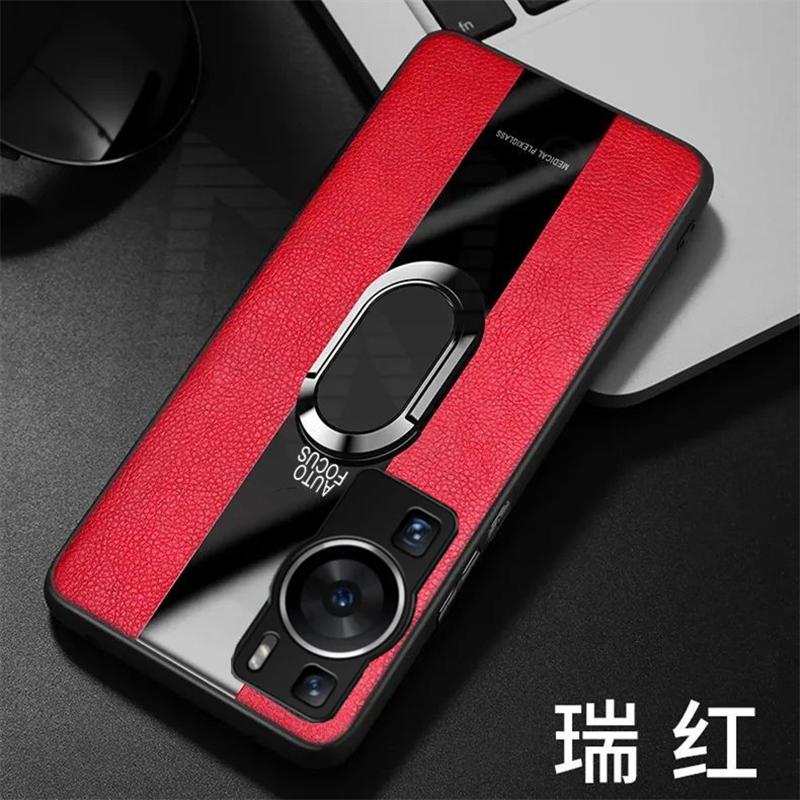 Magnetic Holder Case For Huawei P60 Pro Case Luxury PU Leather Cover For Huawei P60 P60Pro P 60 Art Ring Capa Shockproof Bumper