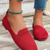 Autumn 2024 New Outwear Solid Color Oversized Shallow Cut Shoes Women's Knitted Comfort Flat Shoes Women Zapatos De Mujer