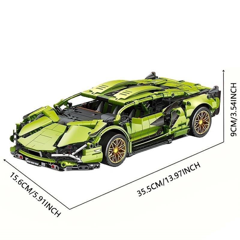 

1000+pcs of building blocks, 1:14 green sports car building blocks, perfect for collecting birthday/Christmas holiday gifts