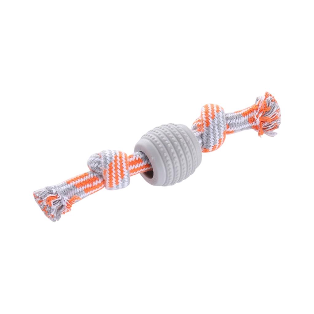 Dog Rope Toy With TPR Ball, Double Knot Chew Toy For Teeth Cleaning, Interactive Puppy Teething Toy For Small To Medium Dogs, Washable Cotton Rope Pet