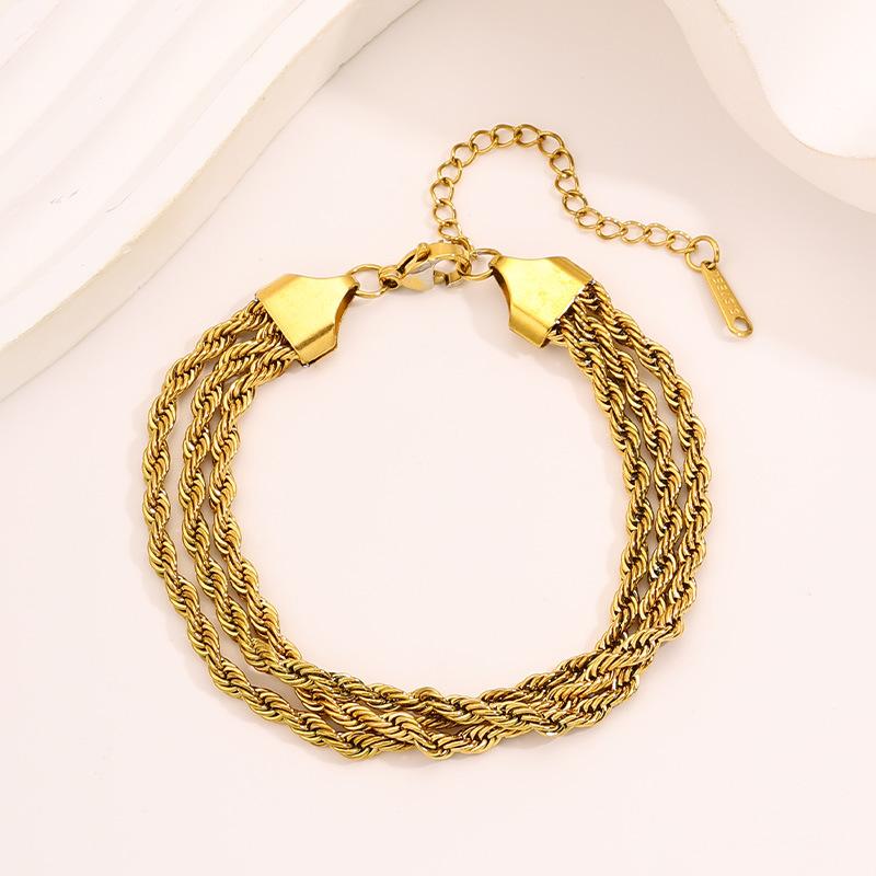 Popular twist , titanium steel does not fade, fashionable jewelry, new three-layer , girls' advanced sense