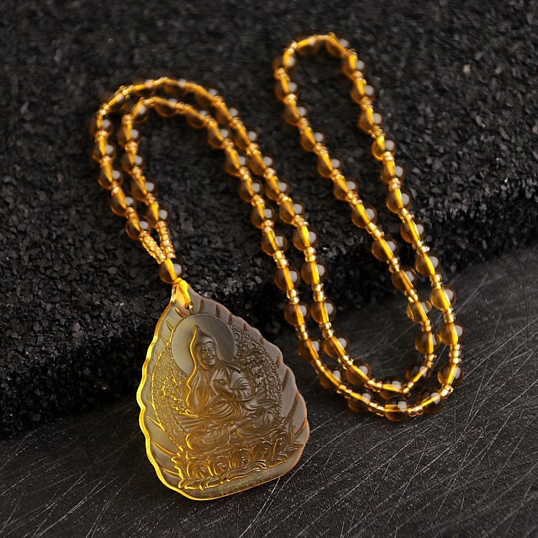 Manjushri Guanyin Anhänger Halskette - Grüne Tara, Medizin Buddha Glasanhänger für Männer & Frauen