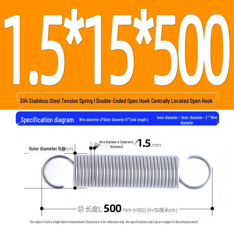 Arc de extensie din oțel inoxidabil 304 de 500 mm cu cârlige deschise și inel cu buclă dublă, personalizabil.
