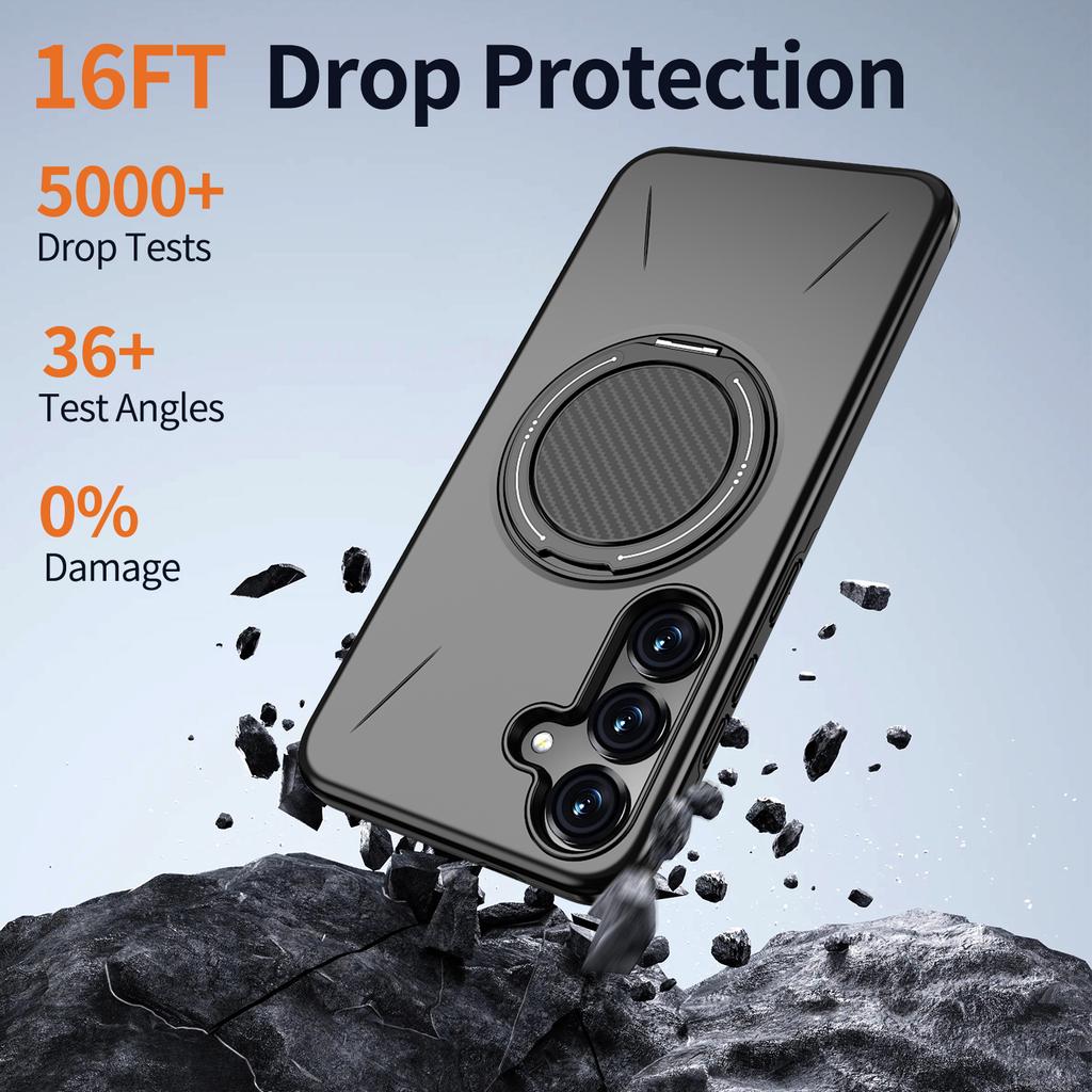 For Samsung Galaxy S25+/Galaxy S24+ Magnetic Case Rotating Kickstand TPU+PC Phone Cover