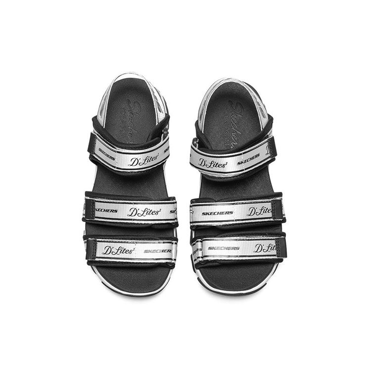 Skechers DLites 2.0 Mesh Casual Beach Sandals Women sandals Black White 66666288-BKW