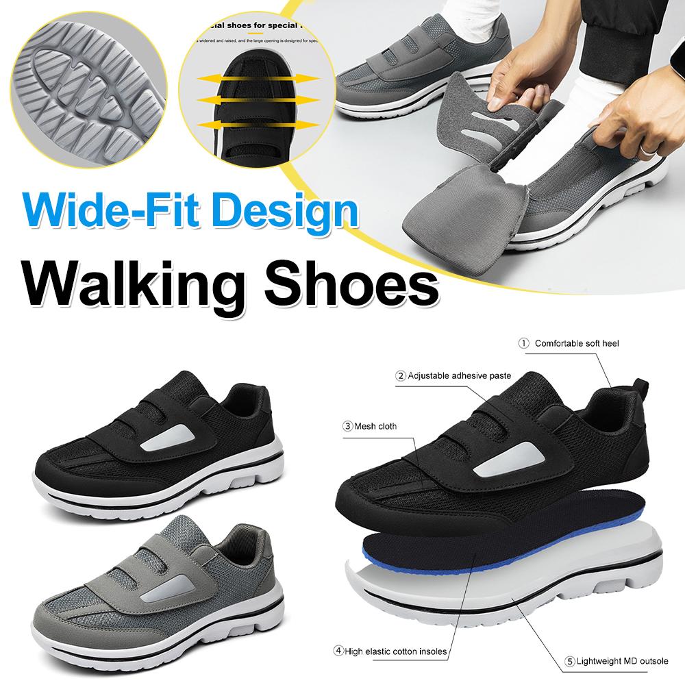 Diabetic Shoes Wide Walking Shoes Non-Slip Slip-On Orthopedic Shoes Lightweight Edema Sneakers for Plantar Fasciitis Wide-Fit