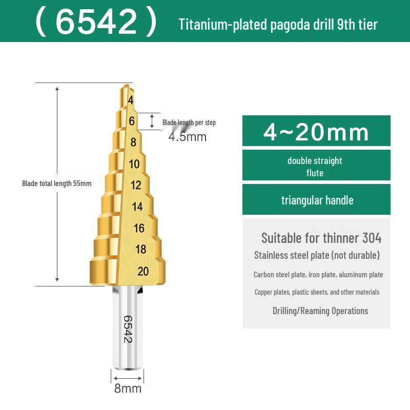 Cobalt-Stepped Twist Drill Bit for Hand Drills - Ideal for Steel & Stainless Steel