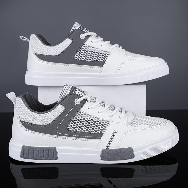

Men Spring Mesh Breathable Skate Shoes White Thin Lightweight Casual Sports Sneakers 44 сірий