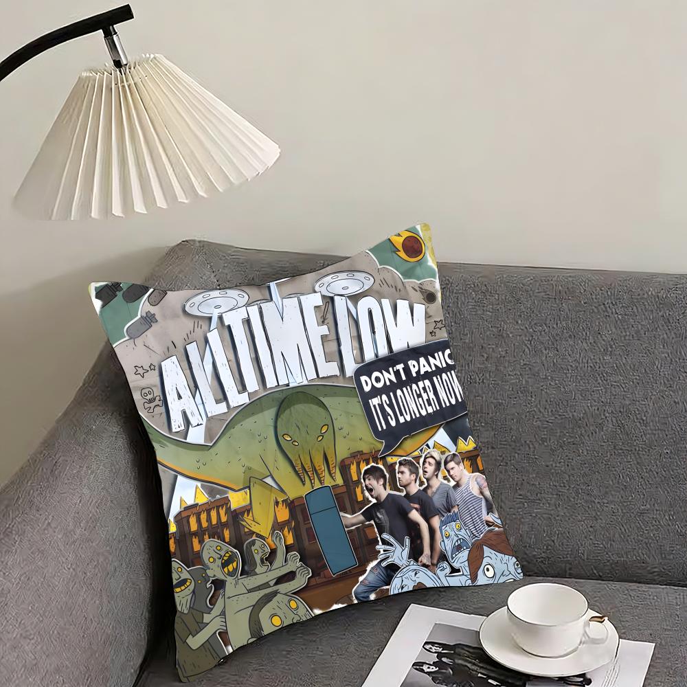 all time low rock band Cushion Cover Reversible Plush Pillow Cover – For car, sofa, bedroom, perfect as a gift.