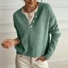 Women's V-Neck Knit Sweater with Button Placket
