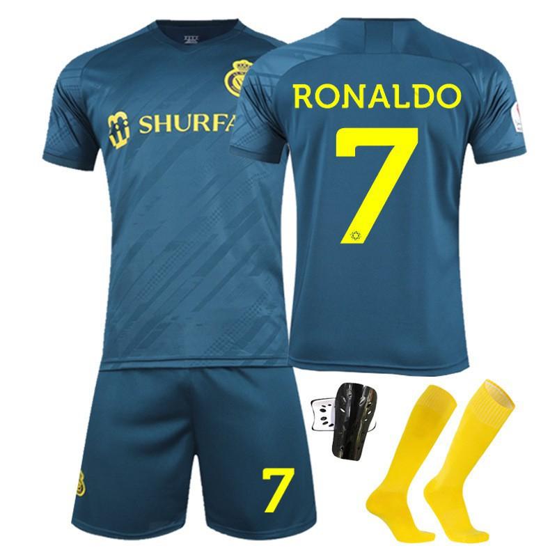2023-24 Saudi-Liga Riyadh Victory Auswärts-Trikot Nr. 7 C Ronaldo Kurzarm Fußballmannschaft Uniform Kinder Set