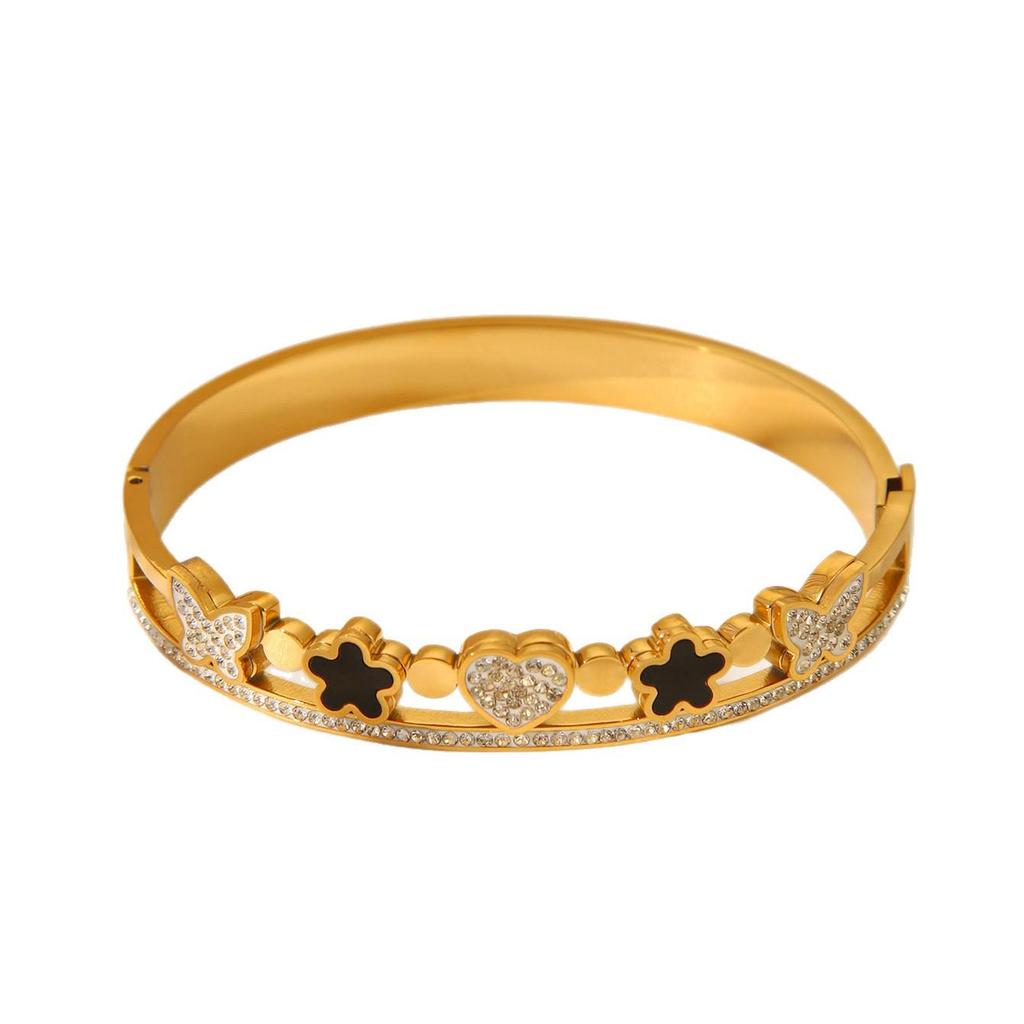 Gold-Plated Diamond Butterfly Floral Bracelet: Luxury Fashion Statement for Women
