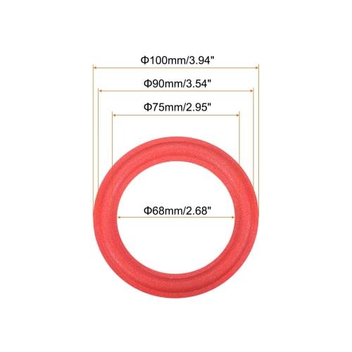 uxcell Rubber Speaker Foam Edge Surround Rings, 4" 68mm X 100mm, Punched Subwoofer Rings for Speaker Repair or DIY, Red, Set of 4