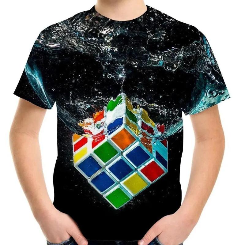 Jigsaw Cube 3d Stampa T-shirt Moda Cubo di Rubik Modello Maglietta Estate Ragazzi Ragazze Tee Tops Streetwear Tops Abbigliamento per bambini