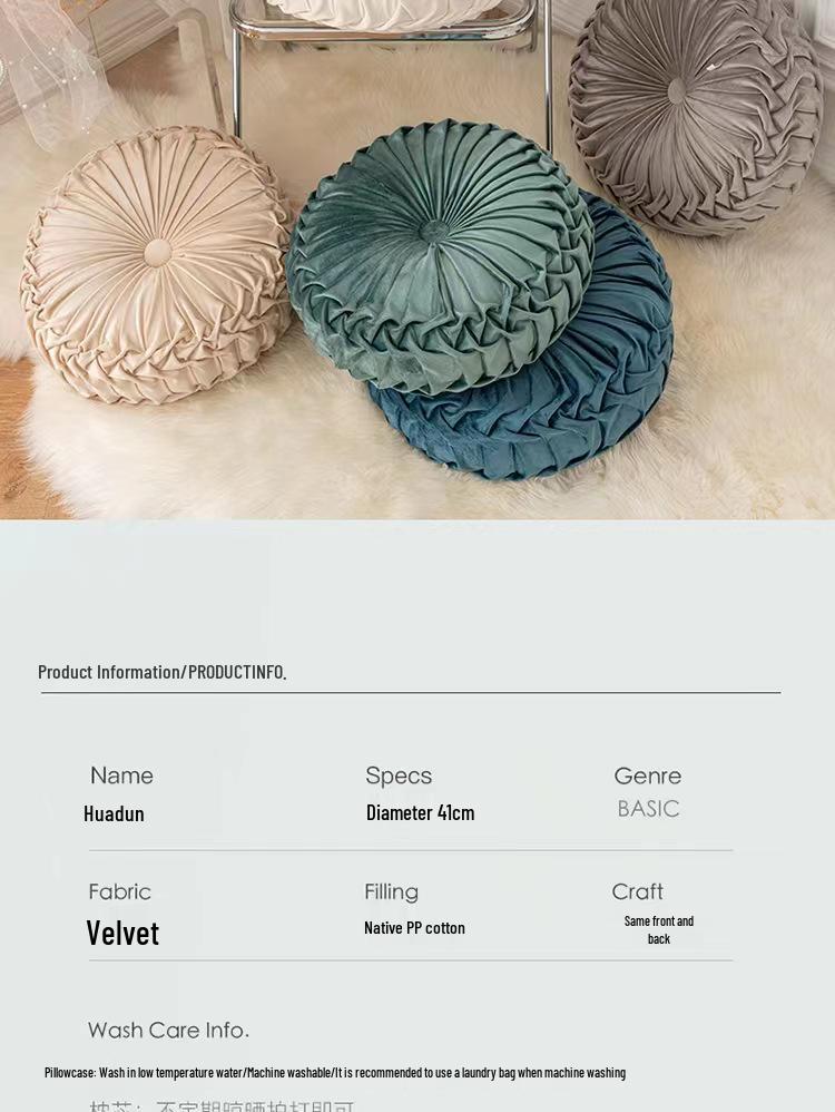 Nordic Pumpkin Pleated Round Throw Pillow Cushion for Sofa & Living Room