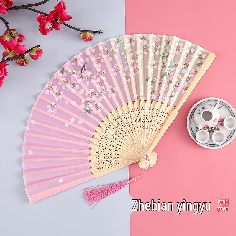 Ancient-Style Chinese Folding Fan for Hanfu, Qipao, Dance - Portable Summer Fan for Women, Kids, Students