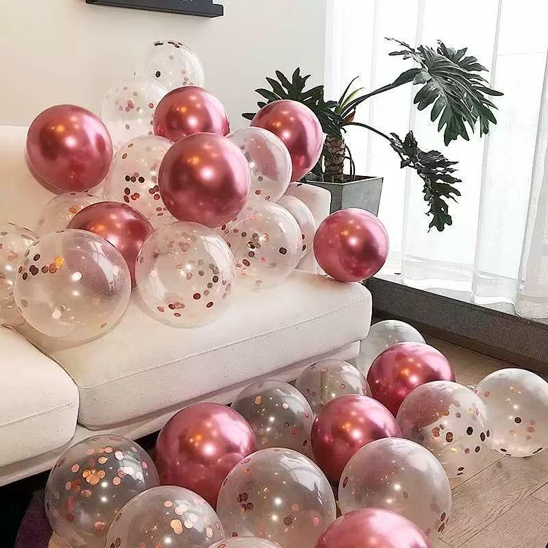 10" Gold Sequin Clear Latex Balloon for Parties & Events