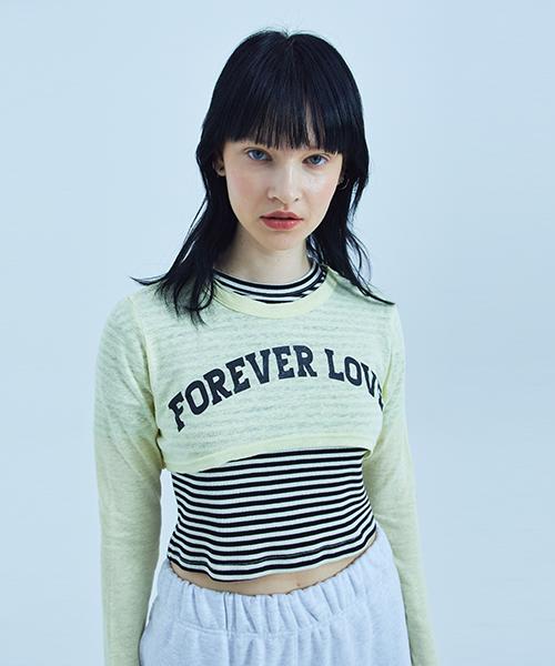 Fake Mama Forever Love Logo Ls Crop Top_Yellow