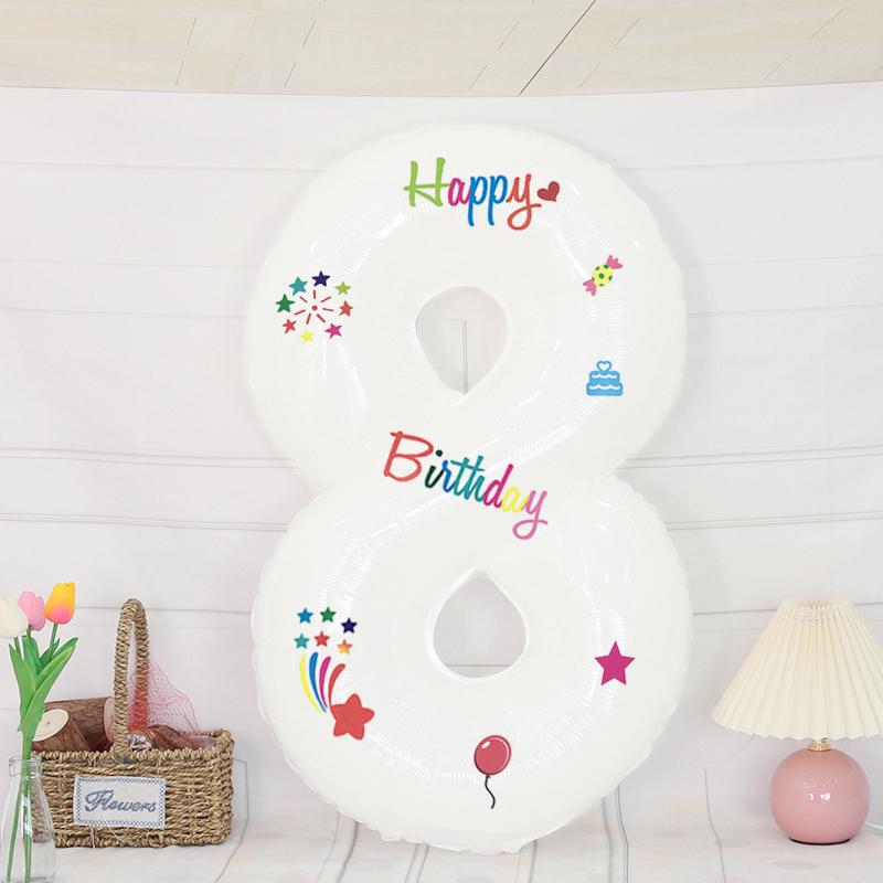 White Outdoor Baby's First Birthday Number Balloons - Children’s Photo Prop and Birthday Decoration Scene