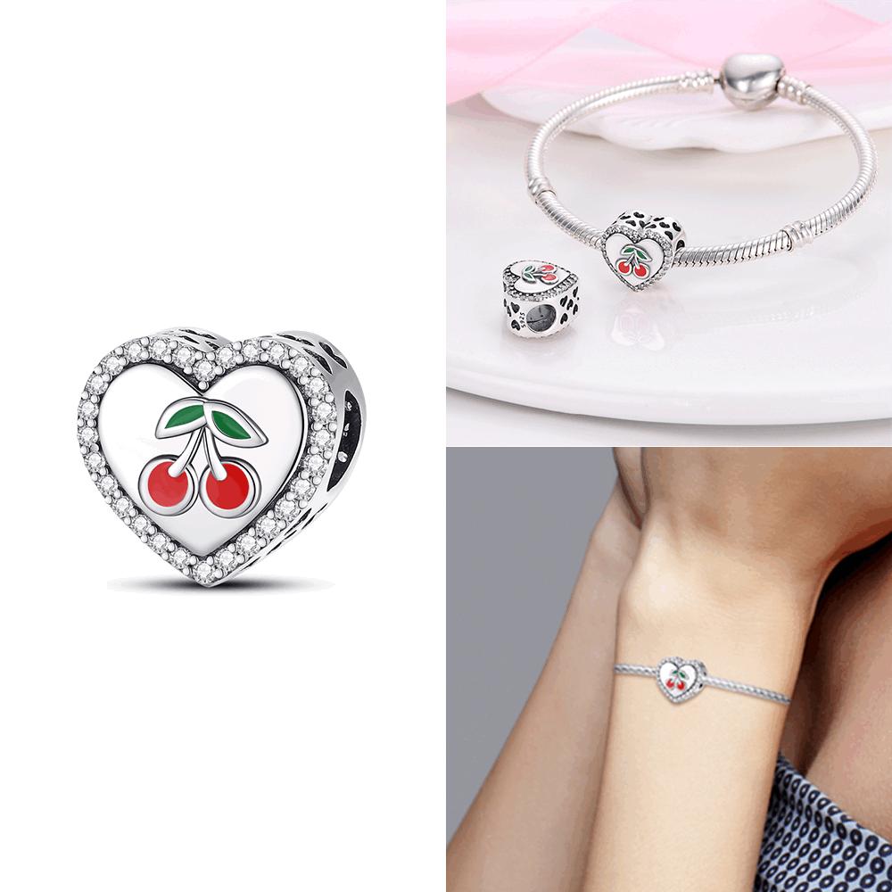 Exquisite Original Copper Strawberry Cherry Apple Avocado Fruit Charms Bead Fit Diy Bracelet Birthday Jewelry Fine Gift