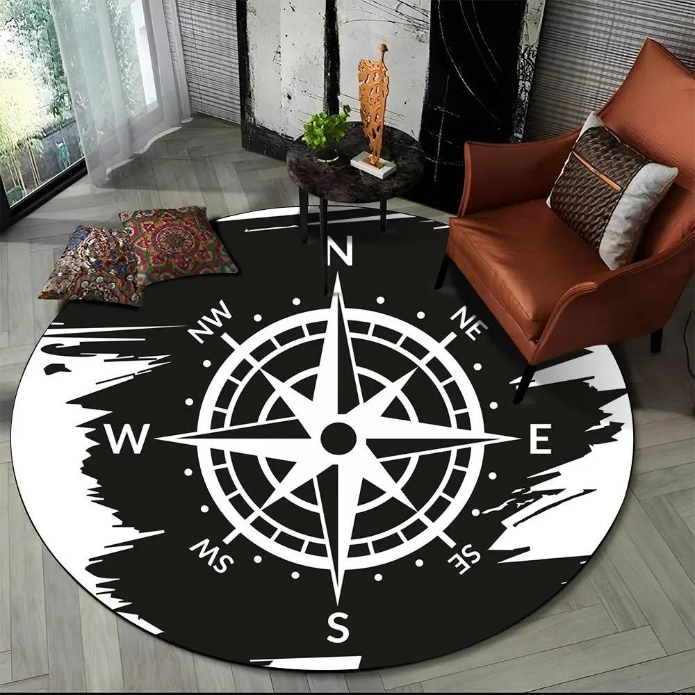 Tappeto Area Mappa Mondo Bussola Retrò, Tappeto per Soggiorno Camera da Letto Decorazione Divano, Zerbino da Cucina Antiscivolo Tappetino da Pavimento Cool