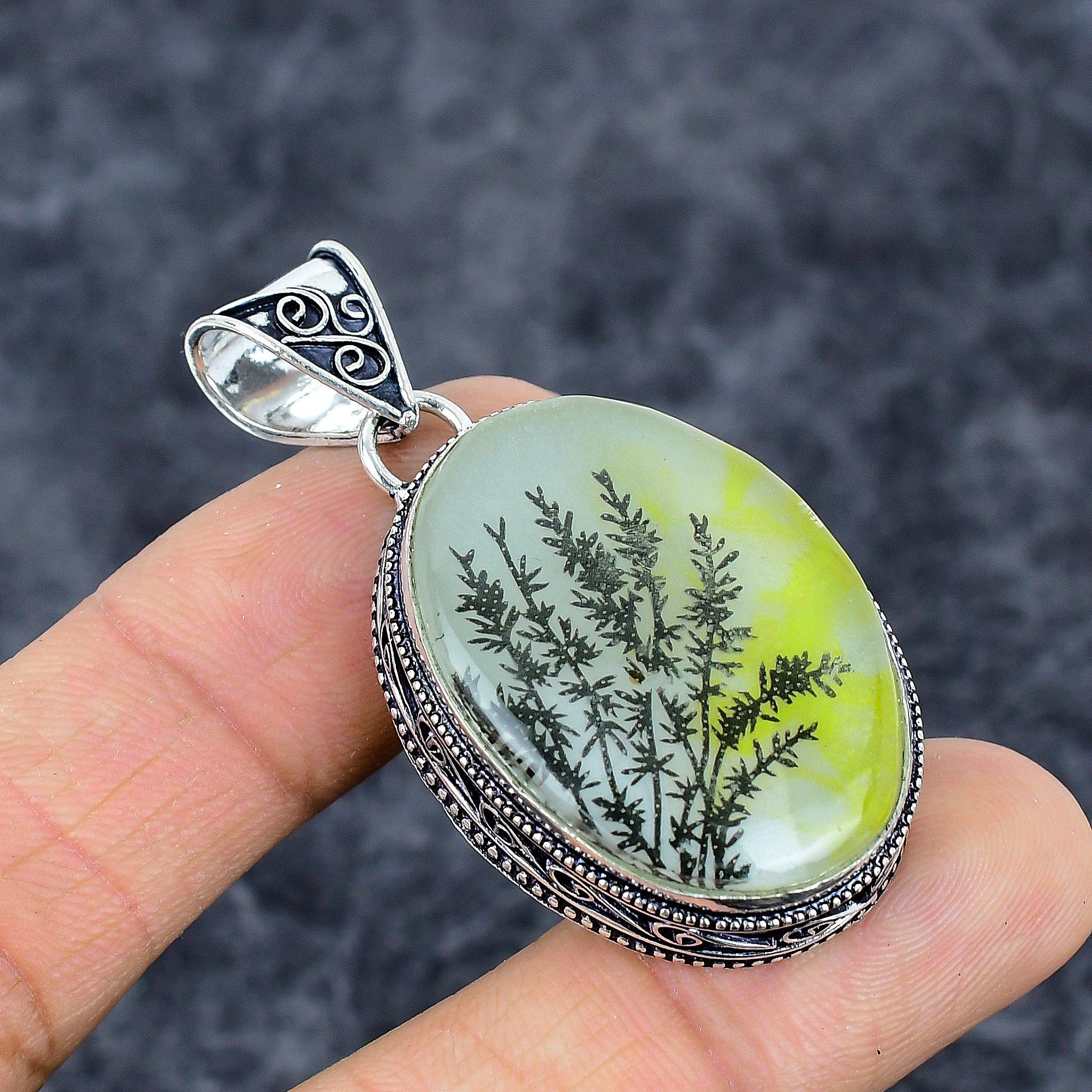 

Dendrite Opal Gemstone Handmade 925 Sterling Silver Jewelry Pendant 2.09 M-3278