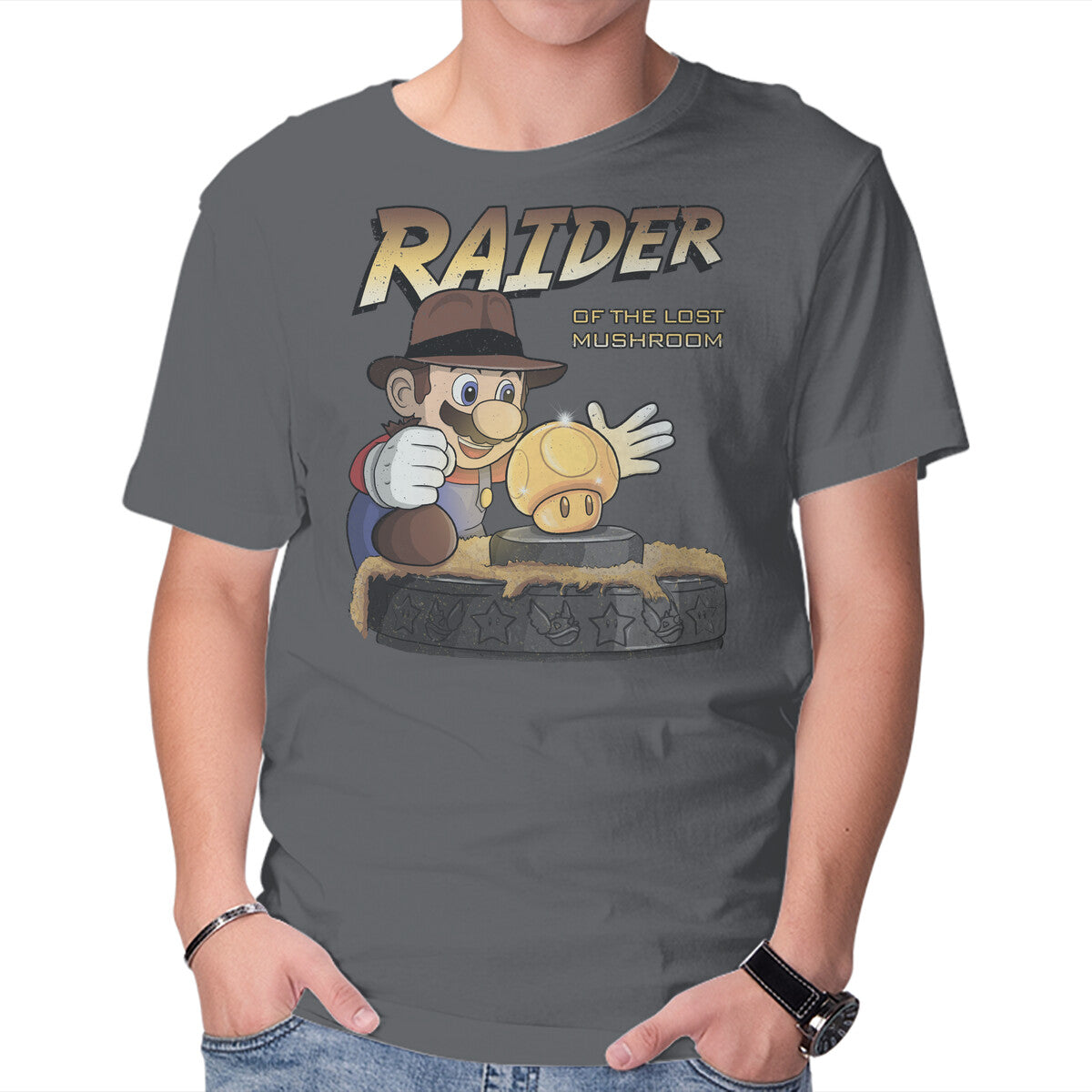Unisex Crew Neck T-Shirt Raider Of The Lost Mushroom Graphic Short Sleeve Casual Tee L