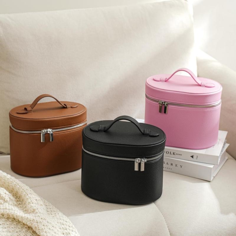 Large-Capacity Pu Leather Cosmetic Box With Internal Storage Box Detachable Hand-Held Cosmetic Bag Zipper Travel Bag