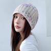 New Bohemian Style Knitted Hat for Women Stacked Hat  Face Showing Small and Versatile Hollow Lace Hat