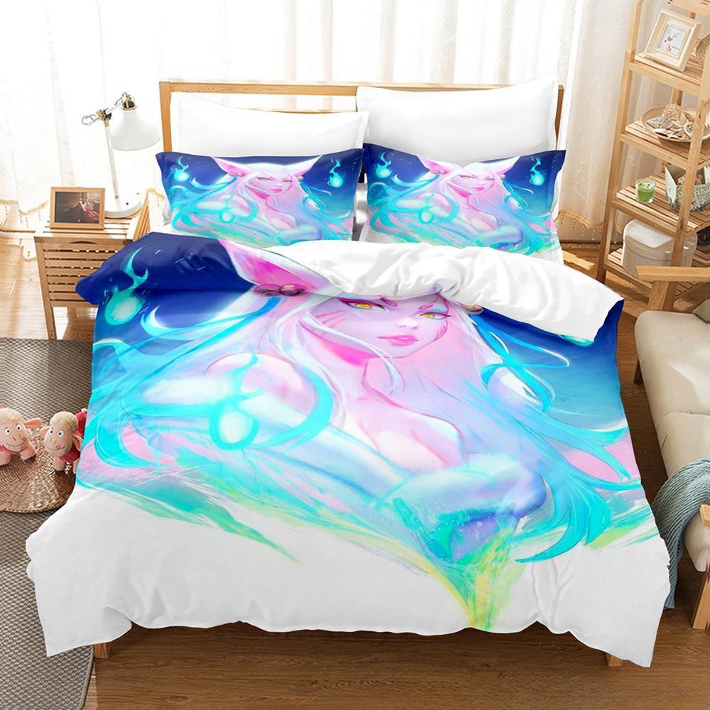 League of Legends Spirit Blossom Ahri Bedding Set Single Twin Full Queen King Size Bed Set Adult Kid Bedroom Duvet Cover Sets