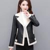 Fleece Thickened Warm Leather Jacket Women's Autumn and Winter New Fur Integrated Mother Clothing Imitation Lamb Wool Jacket Suit Collar