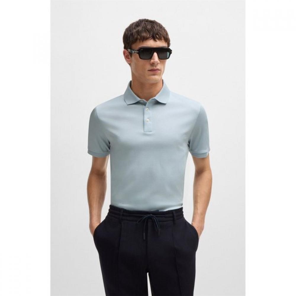 Boss Italian Cotton Regular Fit Polo Shirt Open Blue  50494980460 XL