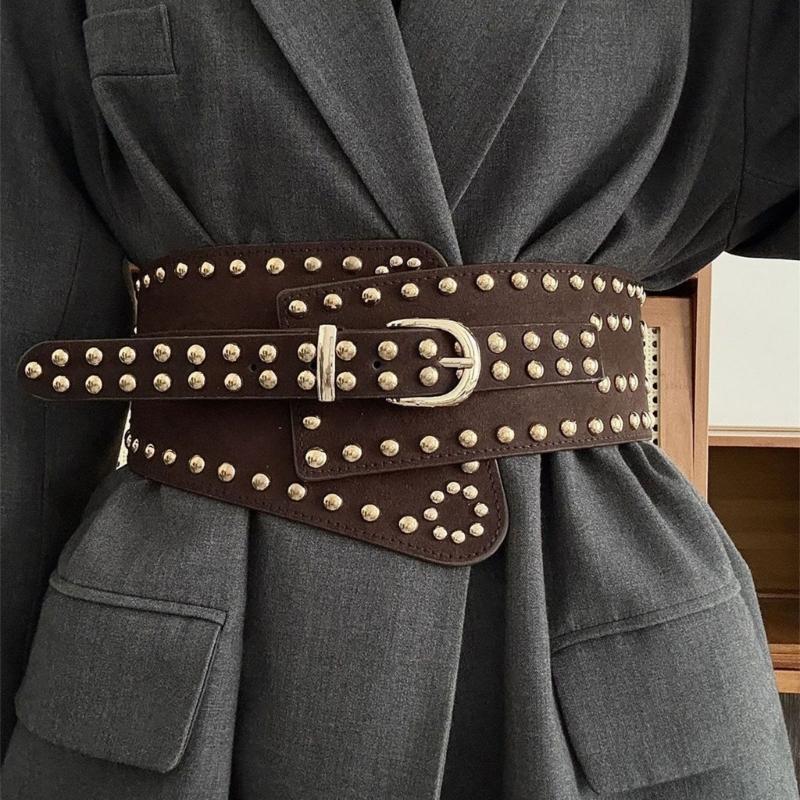 Stylish Rivet Waist Belt Adjustable PU Leather Corset For Women And Men Contemporary Waist Cincher Fashion Accessory