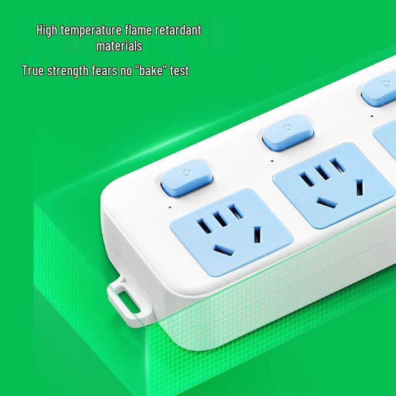 BULL GN-316 5-Outlet Power Strip with Individual Switches CN Plug (adapter Included)