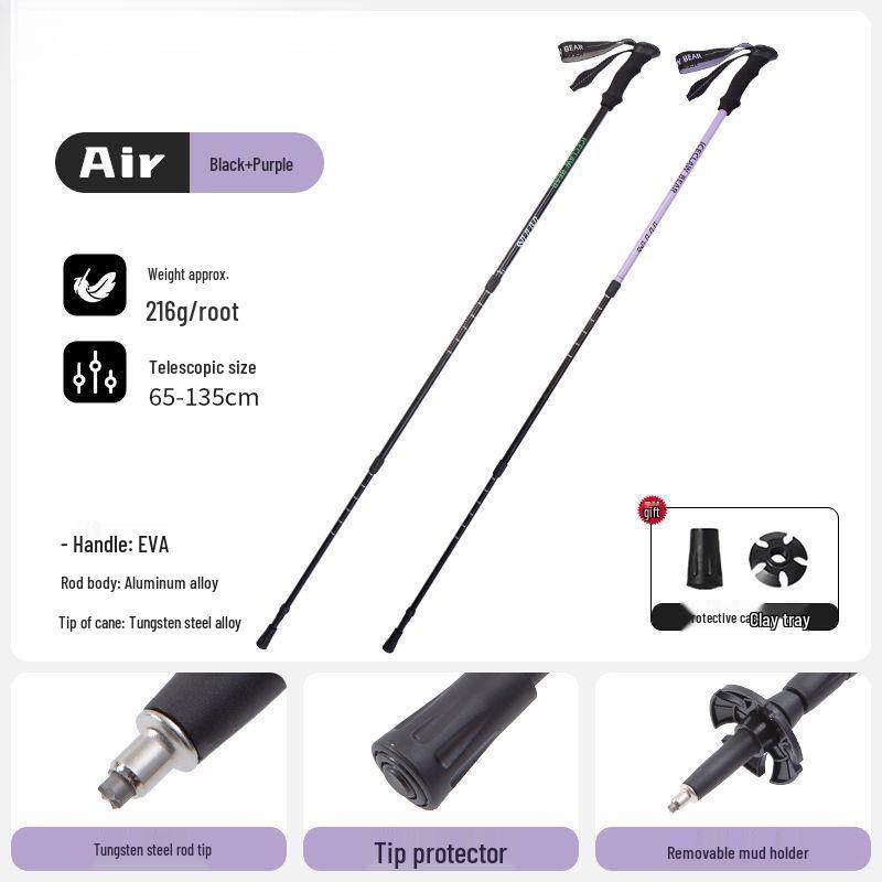 Telescopic Hiking & Trekking Poles with Inner & Outer Locks - Professional Climbing Gear for All Ages