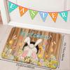 VIKAMA Easter Doormat with Colourful Eggs and Rabbit Tail Non-Slip Floor Mat for Indoor/Outdoor Entrances Festive Home Decor