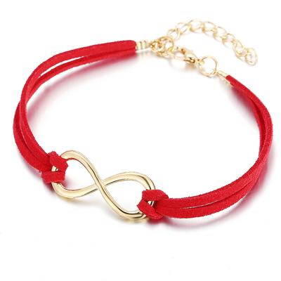 Rose Jewelry Red Lucky Number 8 Woven Knot Bracelet for Women's Jewelry Cuff Bangle Red Thread On Hand Couple Bracelet