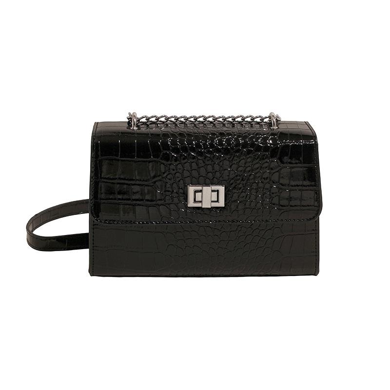New Crocodile Pattern Fashionable Square Chain Shoulder Bag Crossbody Bag Niche Small Bag Lock Women's Bag