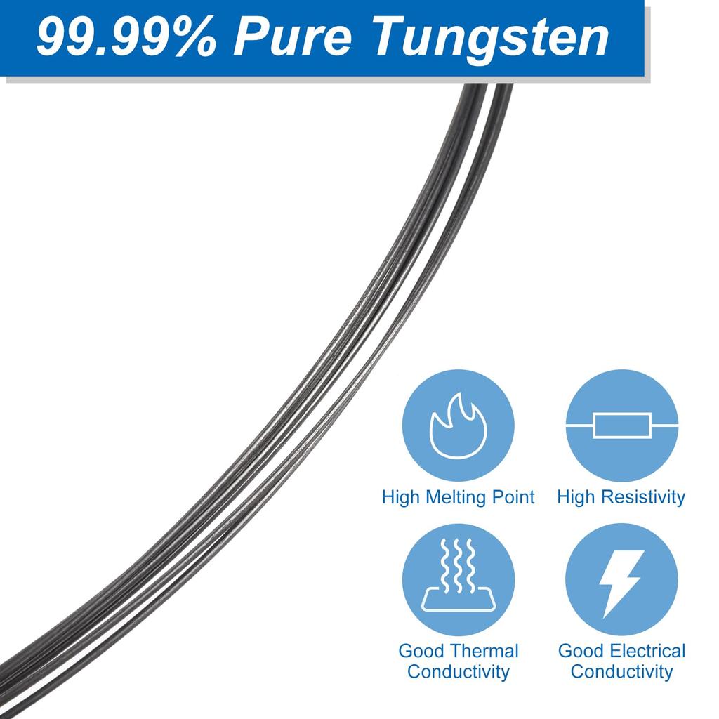 Uxcell Wolfram Hohe Reinheit Wolfram Durchmesser x 10 Meter für Glühbirne Wolfram-Glühfaden Metall Elektronikdraht, 99,99% Draht, 0,5 mm Länge,