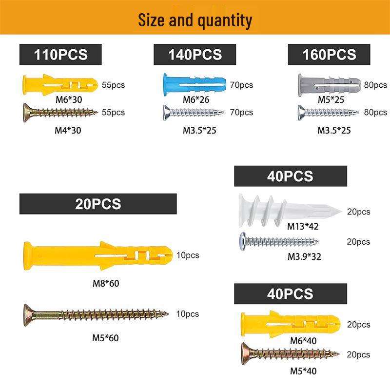 510-Piece Drywall Anchors and Screws Wall Mounting Kit