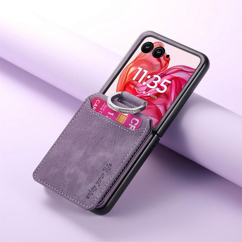 

Для Motorola Razr 60 Ultra 50 40 чехол кожаный слот для карт подставка матовый противоударный жесткий ПК кольцо держатель 2 шт складной чехол для телефона Motorola Razr 40