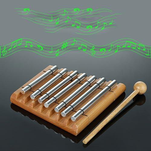 Yibuy 7-Ton Holz-Klangspiel, Energie-Klangspiel mit sanftem Ton, Holzschlägel und 7 massive Aluminiumröhren, Pädagogisches Musikinstrument, Meditationsmusik C