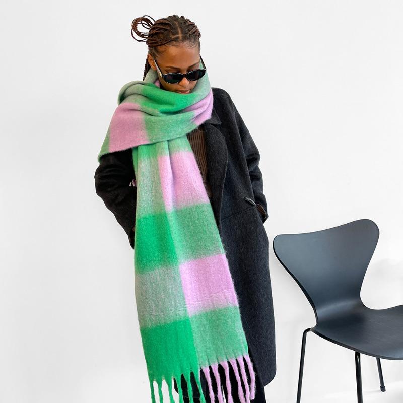 Neuer farbiger Mohair-Schal Mode High Sense verdickter Karoschal Schal Schal Stola