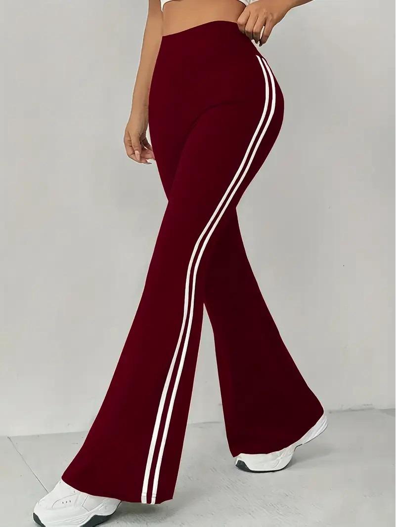 

High-Waisted Wide-Leg Yoga Pants: Summer Casual Straight-Leg Slimming Micro-Flared Long Pants Large вино красного
