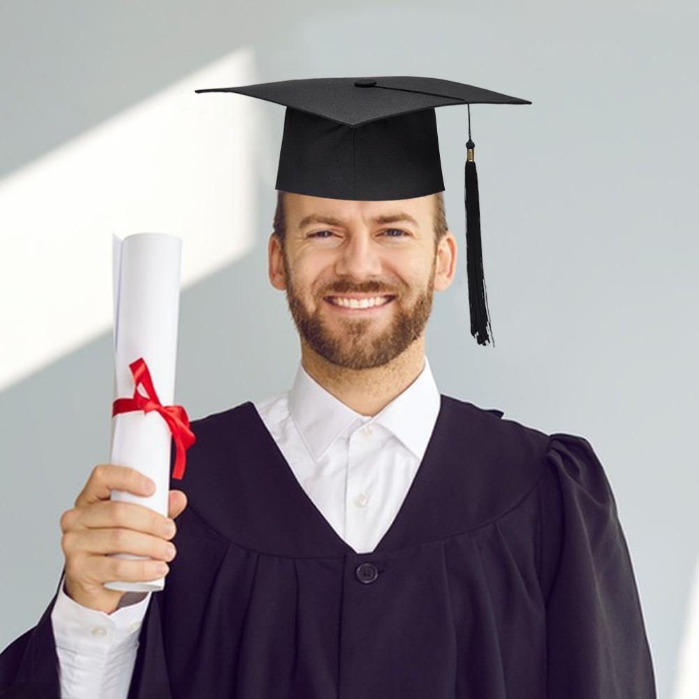 Abschlussmütze mit Quaste Doktorhut Verstellbarer Abschlusshut Matt Bachelorhut für Hohe Universität Hochschule