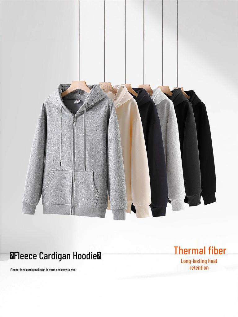 2025 Fleece-Lined Hoodie Jacket: Autumn/Winter Casual Sportswear