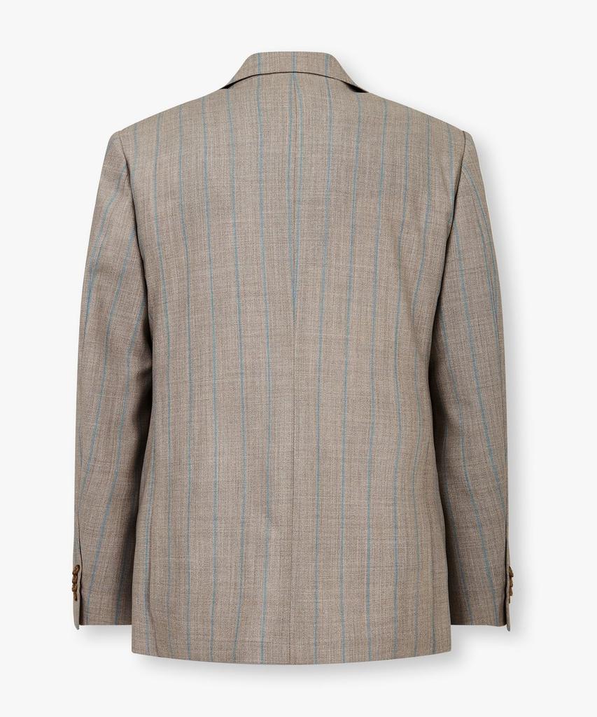 Man On The Boon [Loro Piana Fabric] Striped Wool Single Jacket_Gray 4714151004