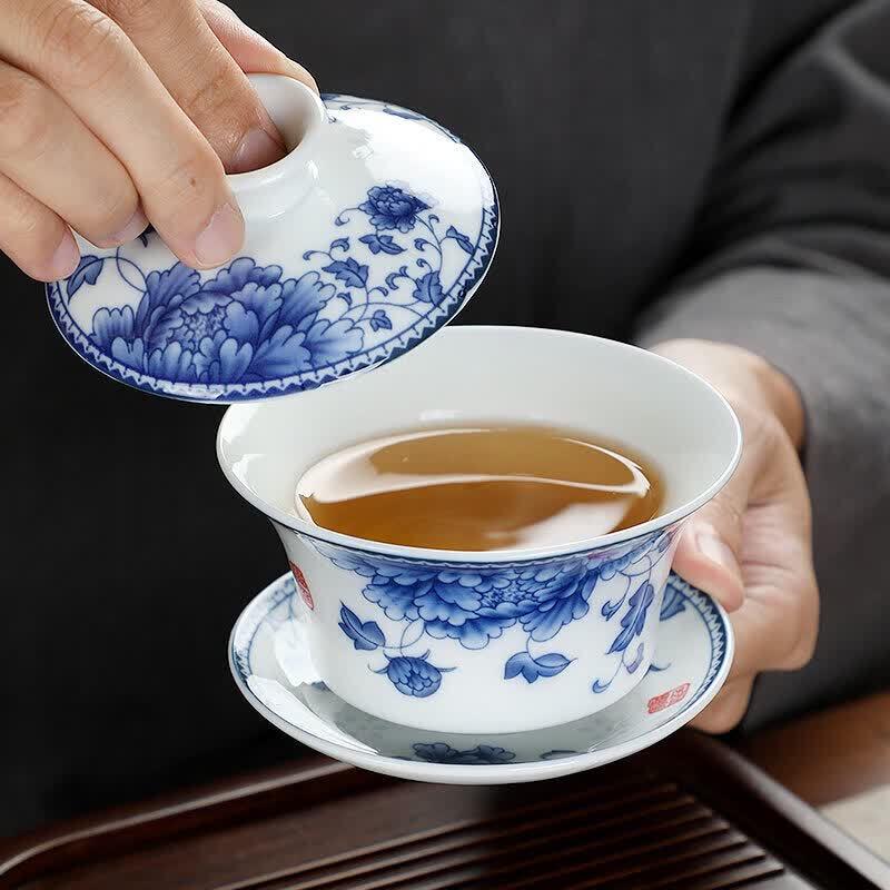 Youluo Blue and White Porcelain Gaiwan Tea Bowl
