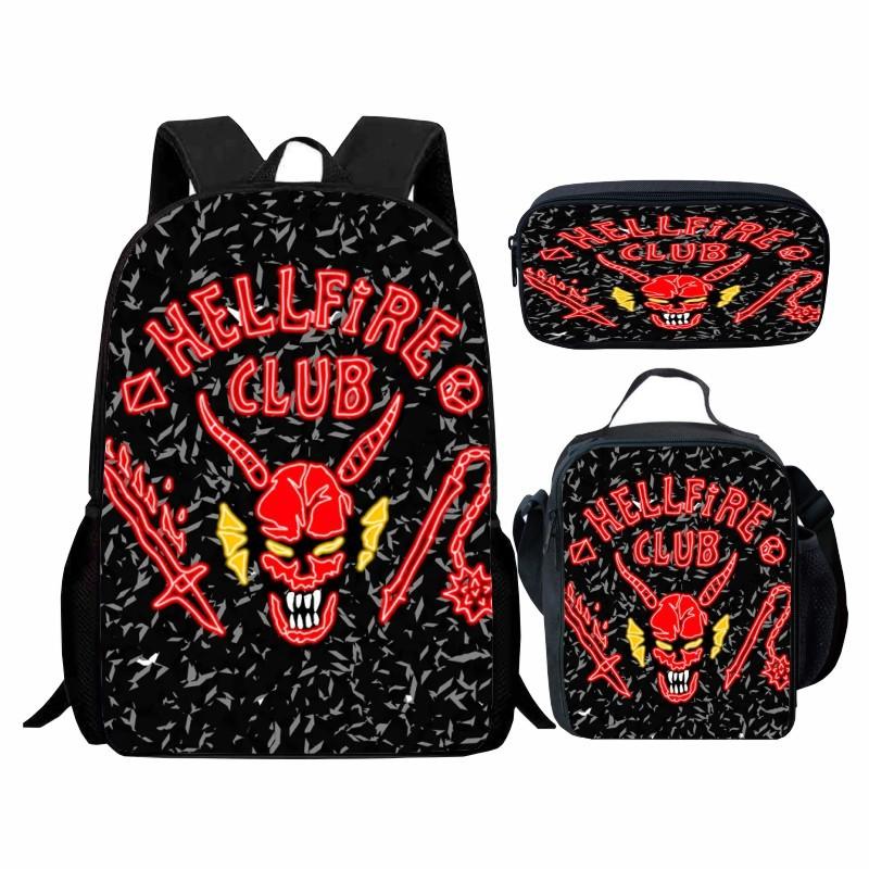 Stranger Things Peripheral Student Schoolbag Three-Piece Set, Cartoon Stragner Things Backpack Lunch Bag