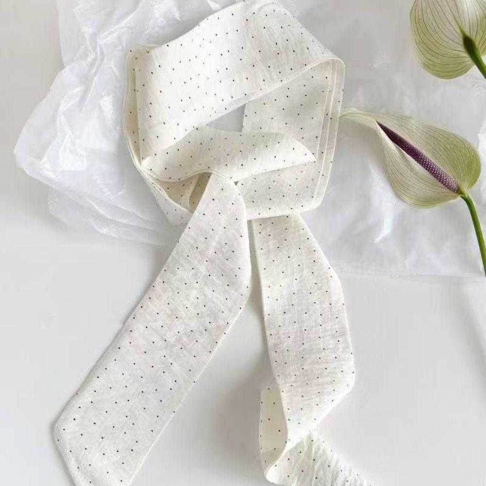 Polka Dot Long Silk Scarf Retro Scarf Headband Trendy Thin Scarf Decoration Neckband  for Women